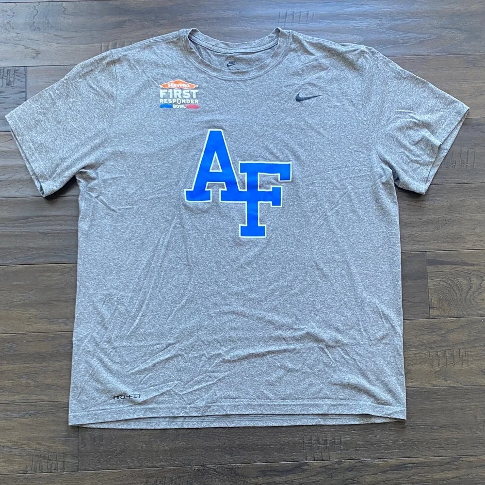 Nike Air Force Bowl Tee Mens Sz XXL Heather Gray T-Shirt with Blue AF Logo